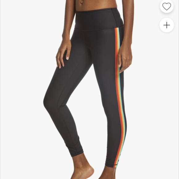 Spiritual Gangster Pants - SPIRITUAL GANGSTER Rainbow Stripe Midi High Rise 7/8 Leggings. Women’s M. EUC